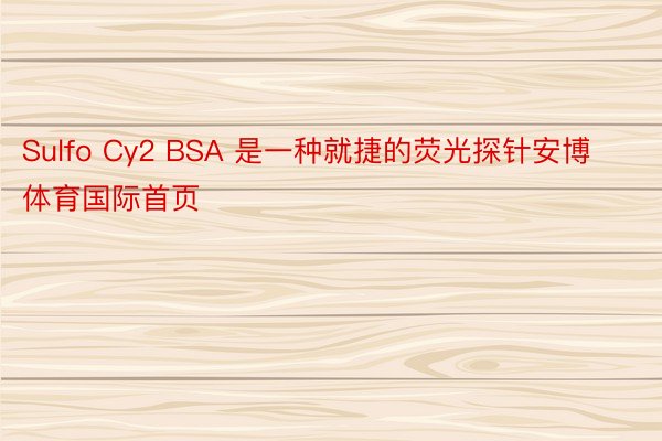Sulfo Cy2 BSA 是一种就捷的荧光探针安博体育国际首页