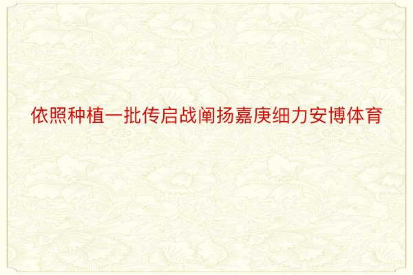 依照种植一批传启战阐扬嘉庚细力安博体育