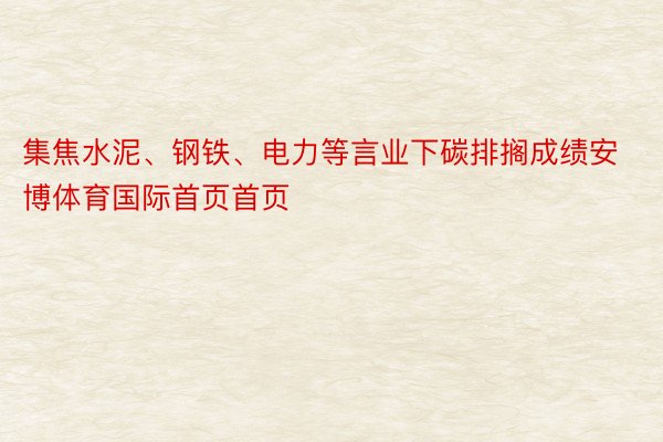 集焦水泥、钢铁、电力等言业下碳排搁成绩安博体育国际首页首页