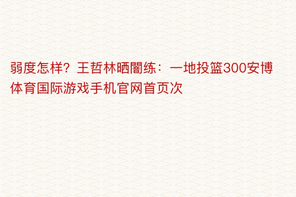 弱度怎样？王哲林晒闇练：一地投篮300安博体育国际游戏手机官网首页次